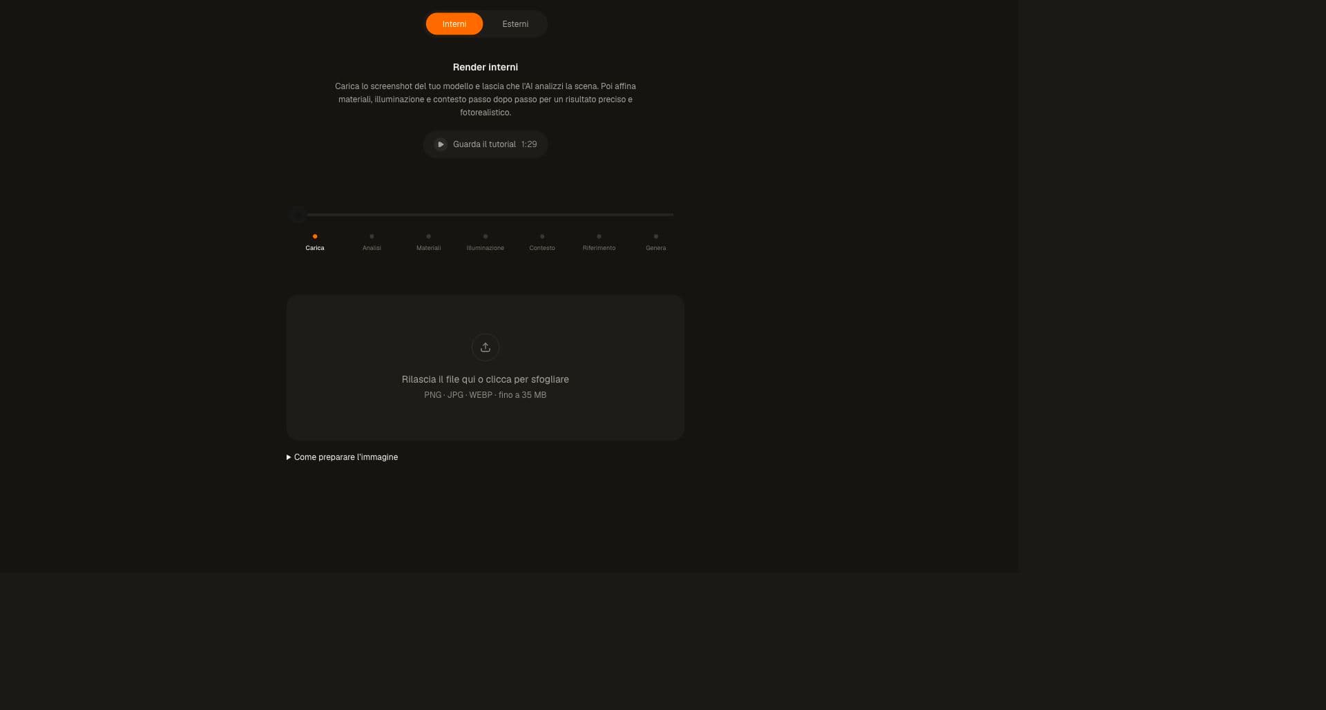 Il Render guidato inizia da un’immagine pulita del modello.