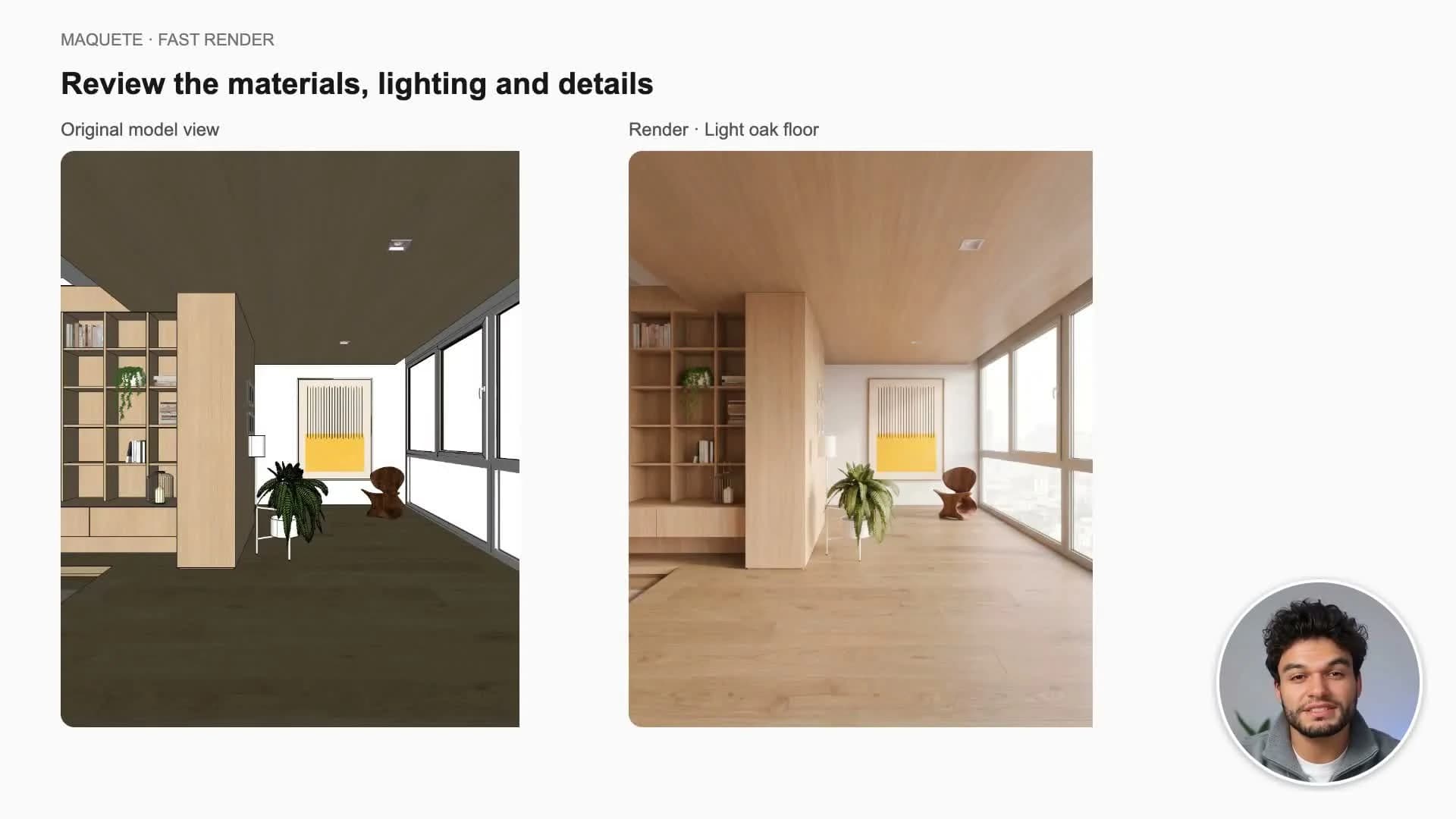 Fast Render brings source upload, references, and lighting controls together.