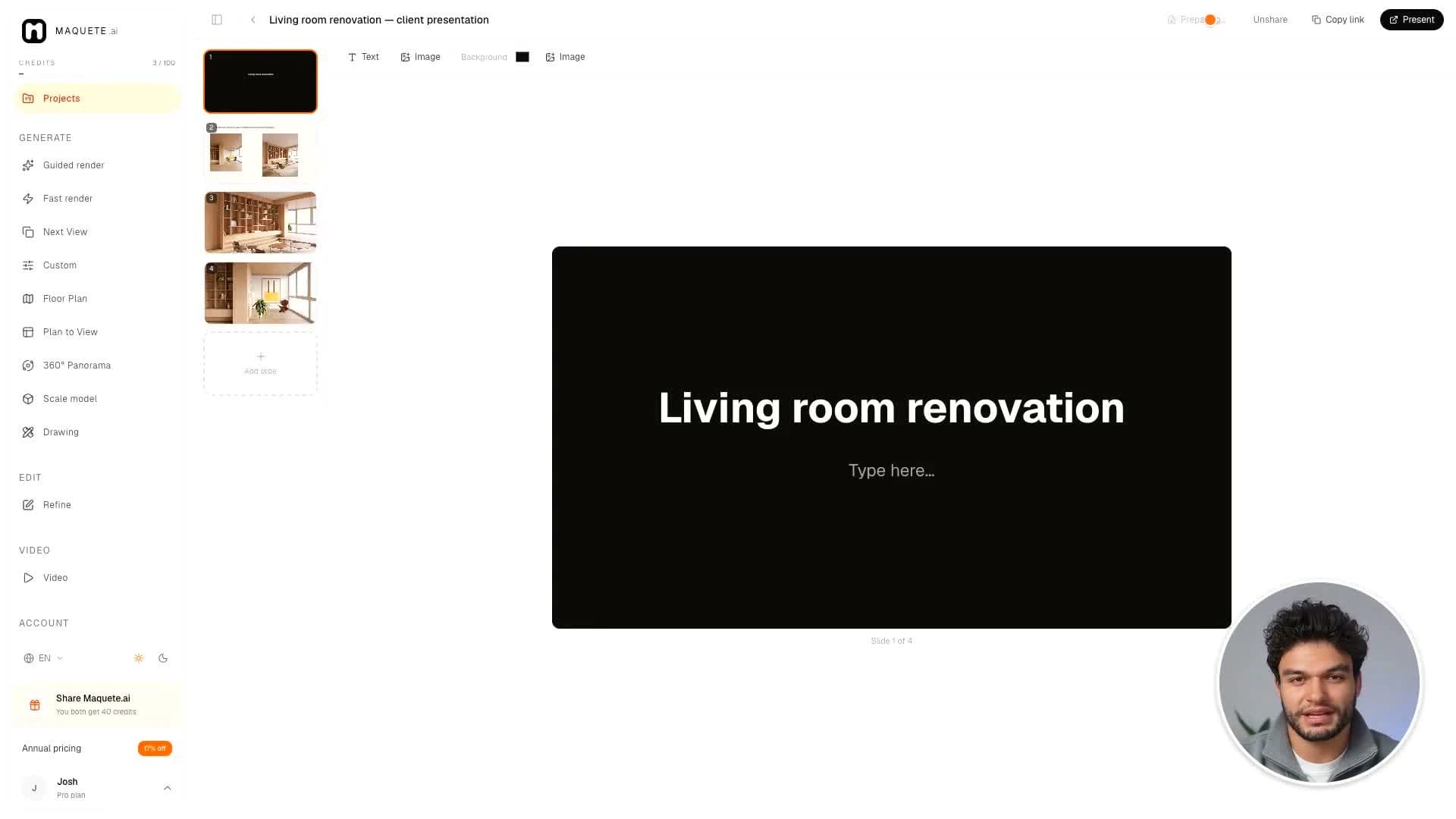 Projects keep related images and project information in one place.