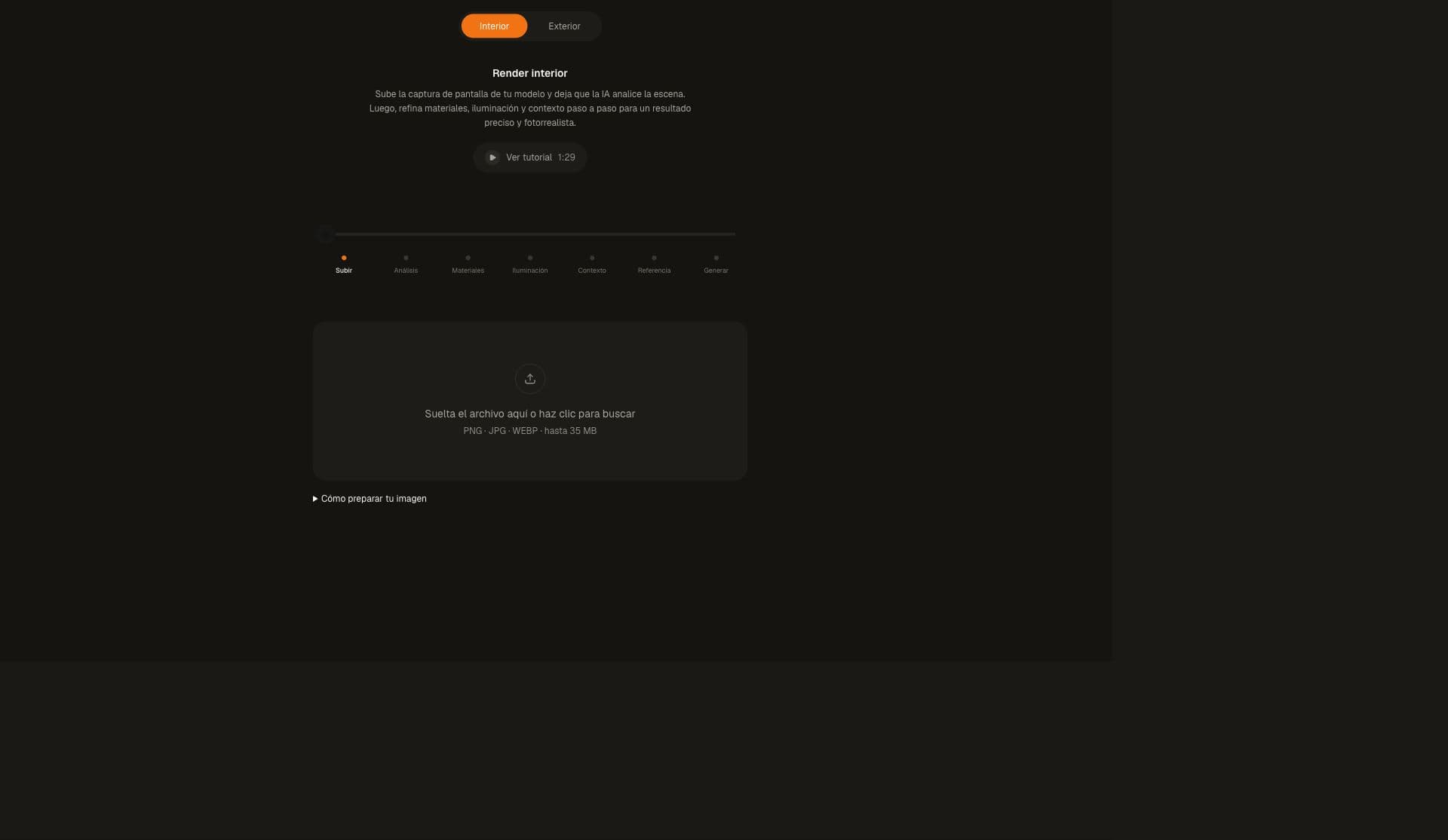 Render guiado empieza con una imagen limpia de tu modelo.