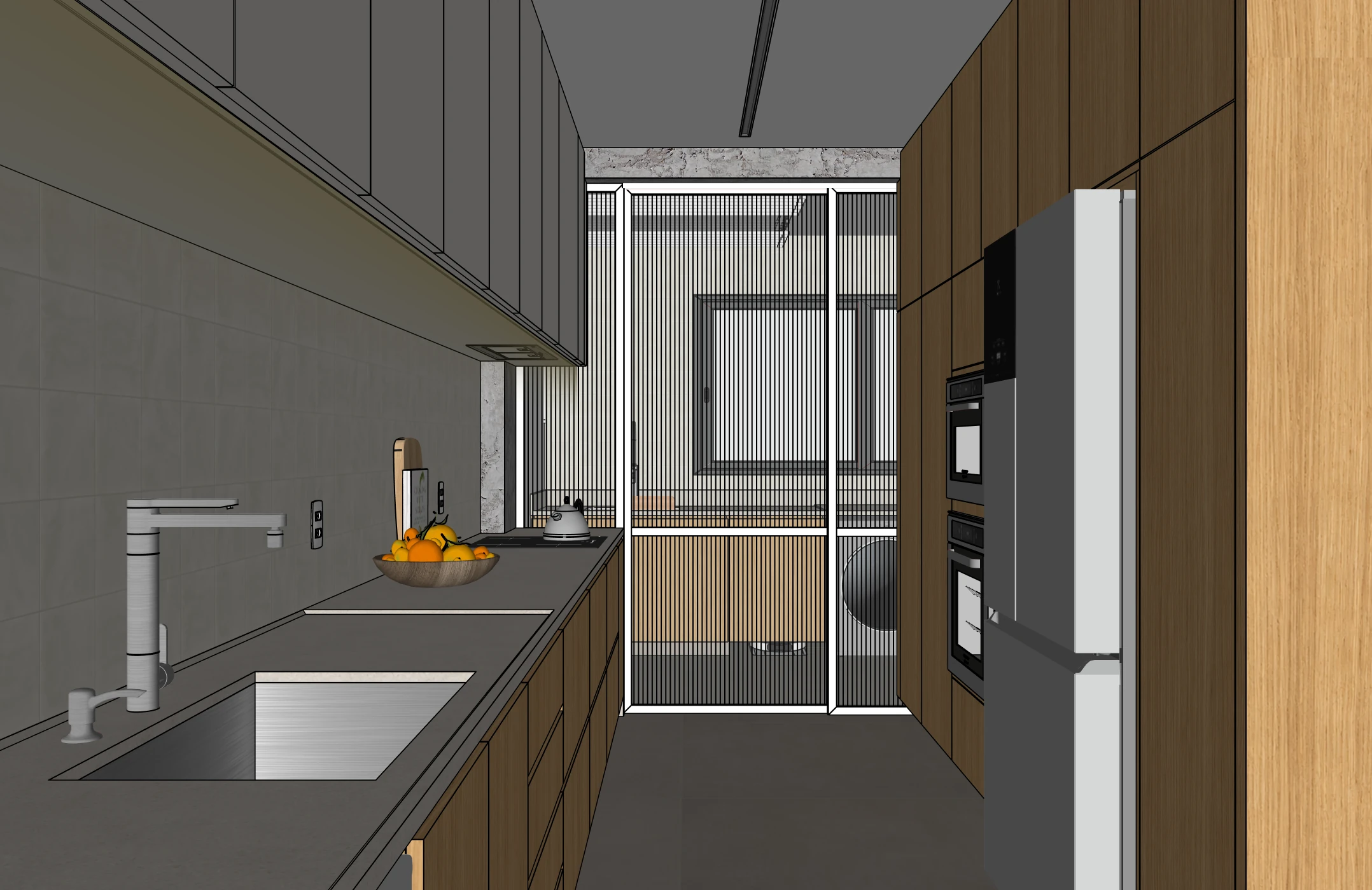 SketchUp-Ansicht vor der KI-Visualisierung