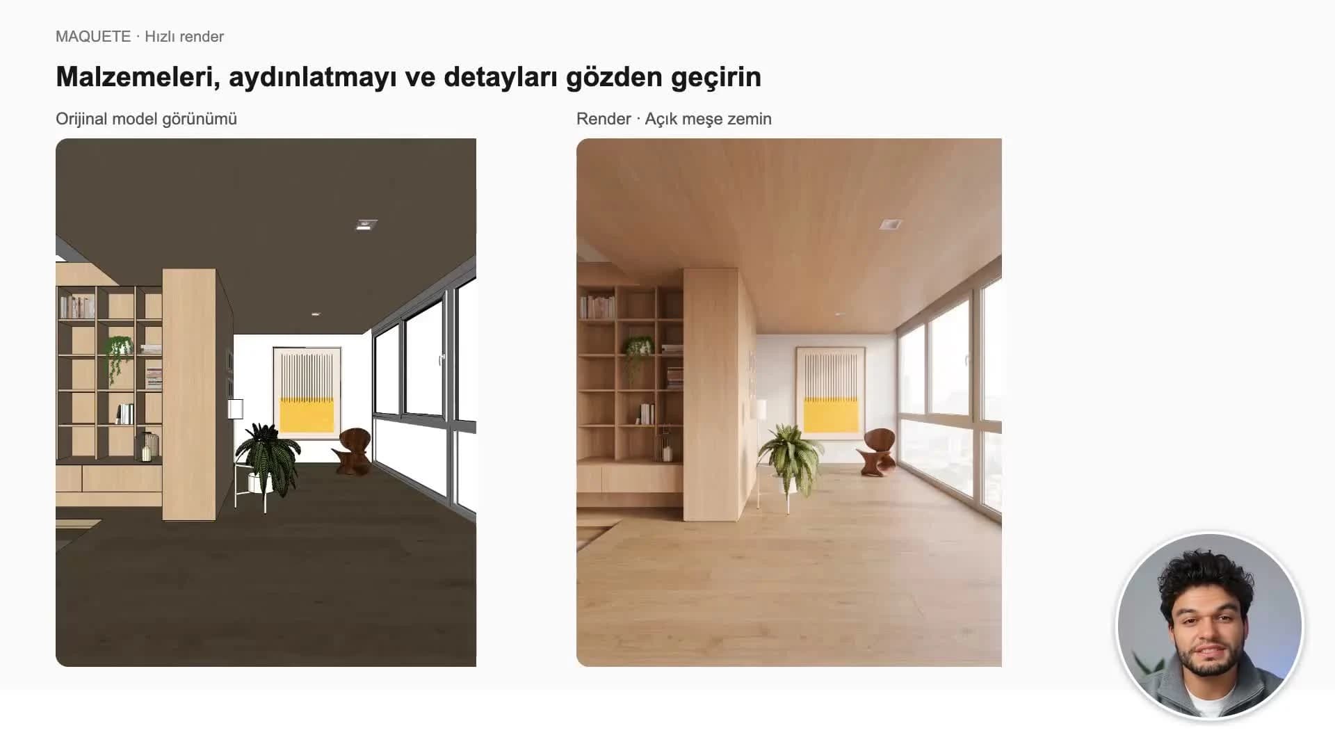 Hızlı render yükleme, referans ve ışık kontrollerini birleştirir.
