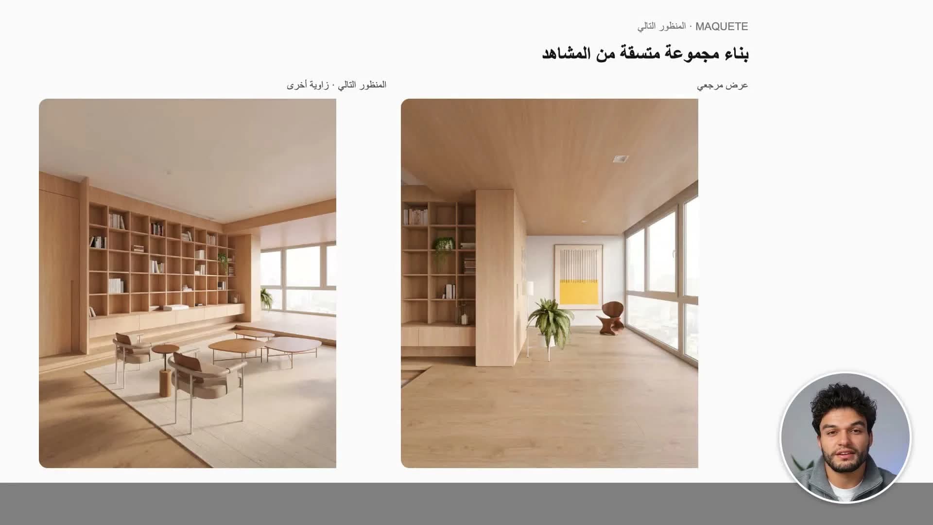 اربط منظور النموذج الجديد بتصيير مكتمل للمشروع نفسه.